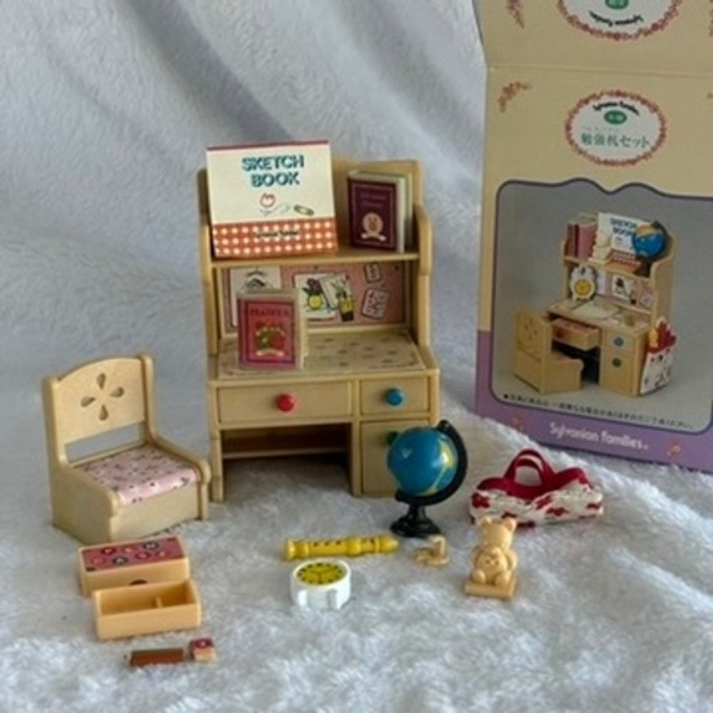 Sylvanian Families 1995 Study Desk Furniture Collectible Miniature Toy Set EPOCH